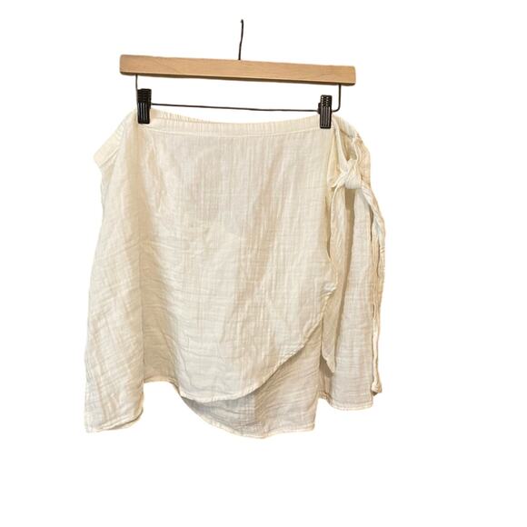Old Navy Cream white Wrap Skirt Tie Front 100% cotton 3X plus size resort beach - Picture 1 of 7